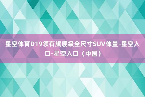 星空体育D19领有旗舰级全尺寸SUV体量-星空入口-星空入口（中国）